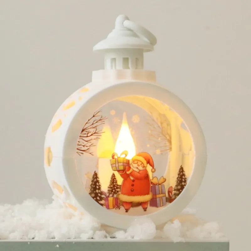 Magical Christmas Lantern – 3D LED Candle Light with Santa & Snowman Scene