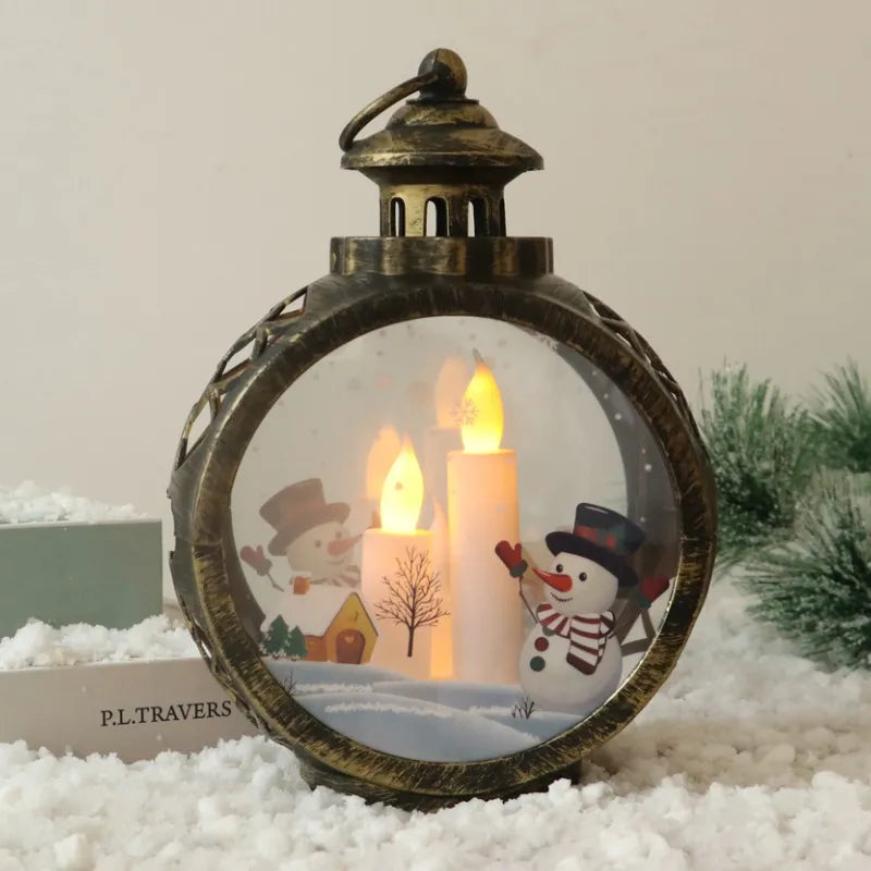 Magical Christmas Lantern – 3D LED Candle Light with Santa & Snowman Scene