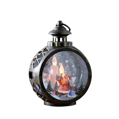 Magical Christmas Lantern – 3D LED Candle Light with Santa & Snowman Scene