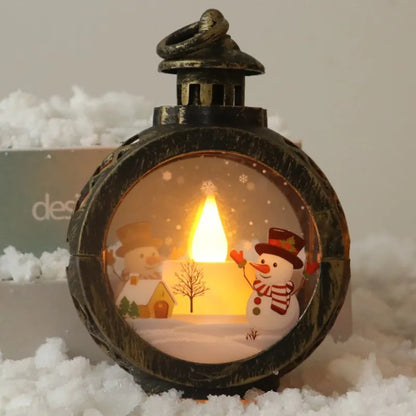 Magical Christmas Lantern – 3D LED Candle Light with Santa & Snowman Scene